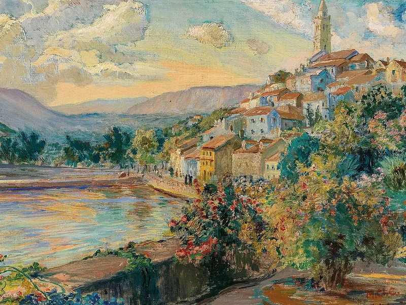 1865-Menci Clement Crnčić - Una veduta di Novi Vinodolski